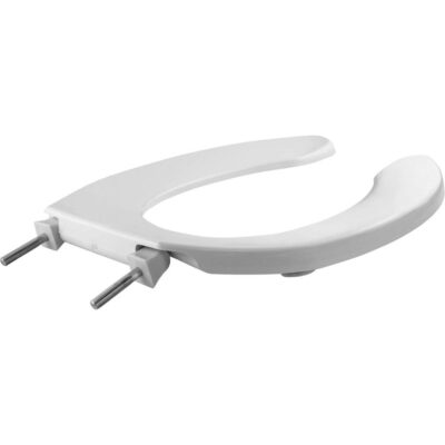 Bemis Bemis Elongated Plastic Open Front Less Cover Toilet Seat in White with Self-Sustaining Check Hinge