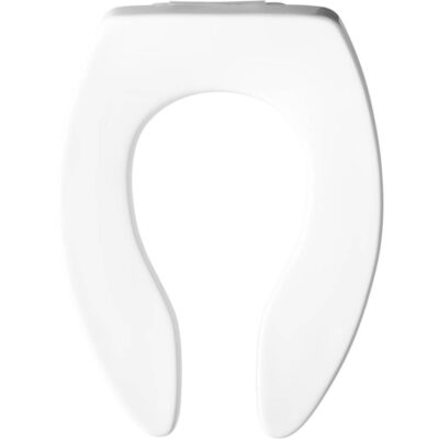 Bemis Bemis Elongated Open Front Less Cover Commercial Plastic Toilet Seat in White with STA-TITE® Commercial Fastening System Check Hinge