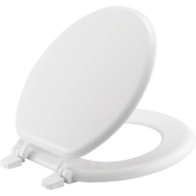 Bemis Bemis Round Enameled Wood Toilet Seat in White with Top-Tite® Hinge