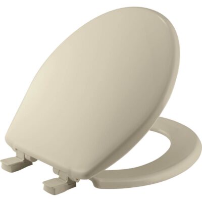 Bemis Round Plastic Toilet Seat in Bone with Easy-Clean and Change and Whisper-Close