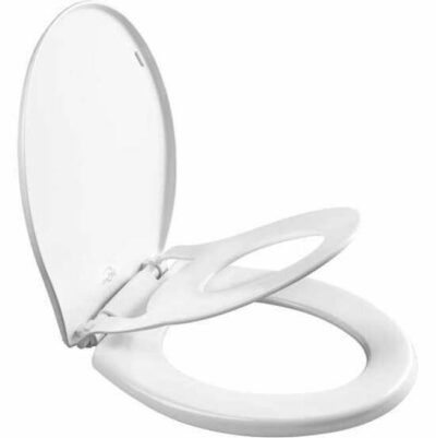Bemis Mayfair Little2Big Round Plastic Toilet Seat in White with Stay·Tite® Seat Fastening System and Whisper Close® Hinge