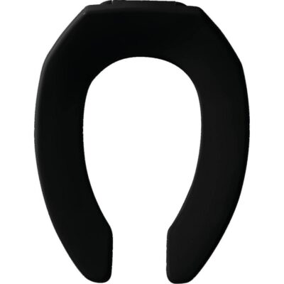 Bemis Bemis Elongated Open Front Less Cover Commercial Plastic Toilet Seat in Black with Stay·Tite® Commercial Fastening System Check Hinge