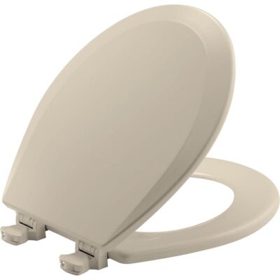 Bemis Bemis Round Enameled Wood Toilet Seat in Almond with Easy Clean® Hinge