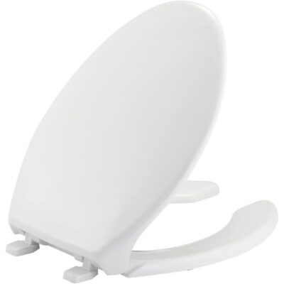 Bemis Bemis Elongated Open Front With Cover Commercial Plastic Toilet Seat in White with Top-Tite® Hinge