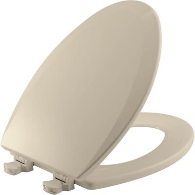Bemis Bemis Elongated Enameled Wood Toilet Seat in Almond with Easy Clean® Hinge