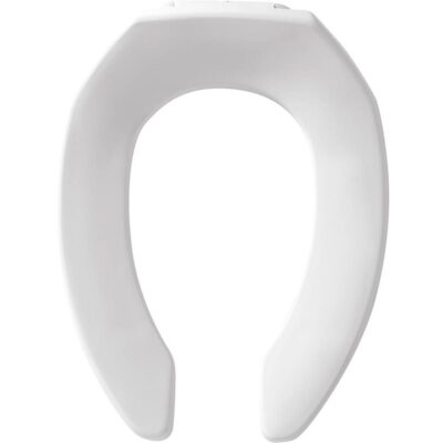 Bemis Bemis Elongated Open Front Less Cover Commercial Plastic Toilet Seat in White with Stay·Tite® Commercial Fastening System Check Hinge