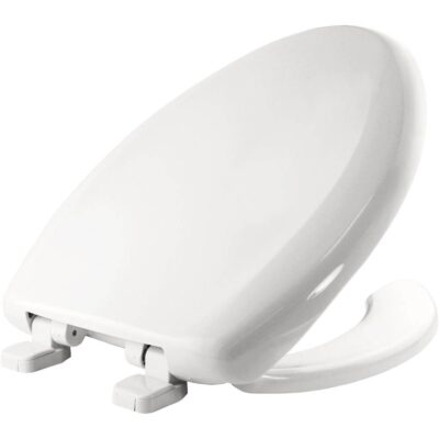 Bemis Bemis Elongated Plastic Open Front With Cover Toilet Seat in White with Top-Tite® Hinge