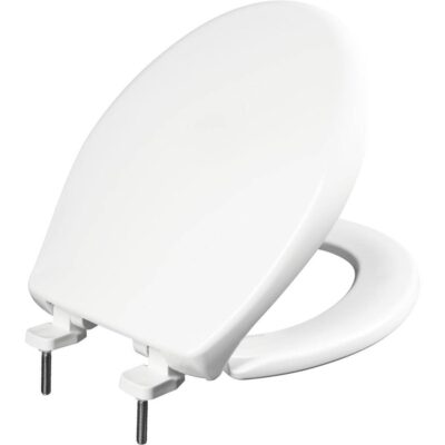 Bemis Bemis Round Hospitality Plastic Toilet Seat in White with Stay·Tite® Commercial Fastening System, Whisper Close® Hinge, DuraGuard® Super Grip Bumpers