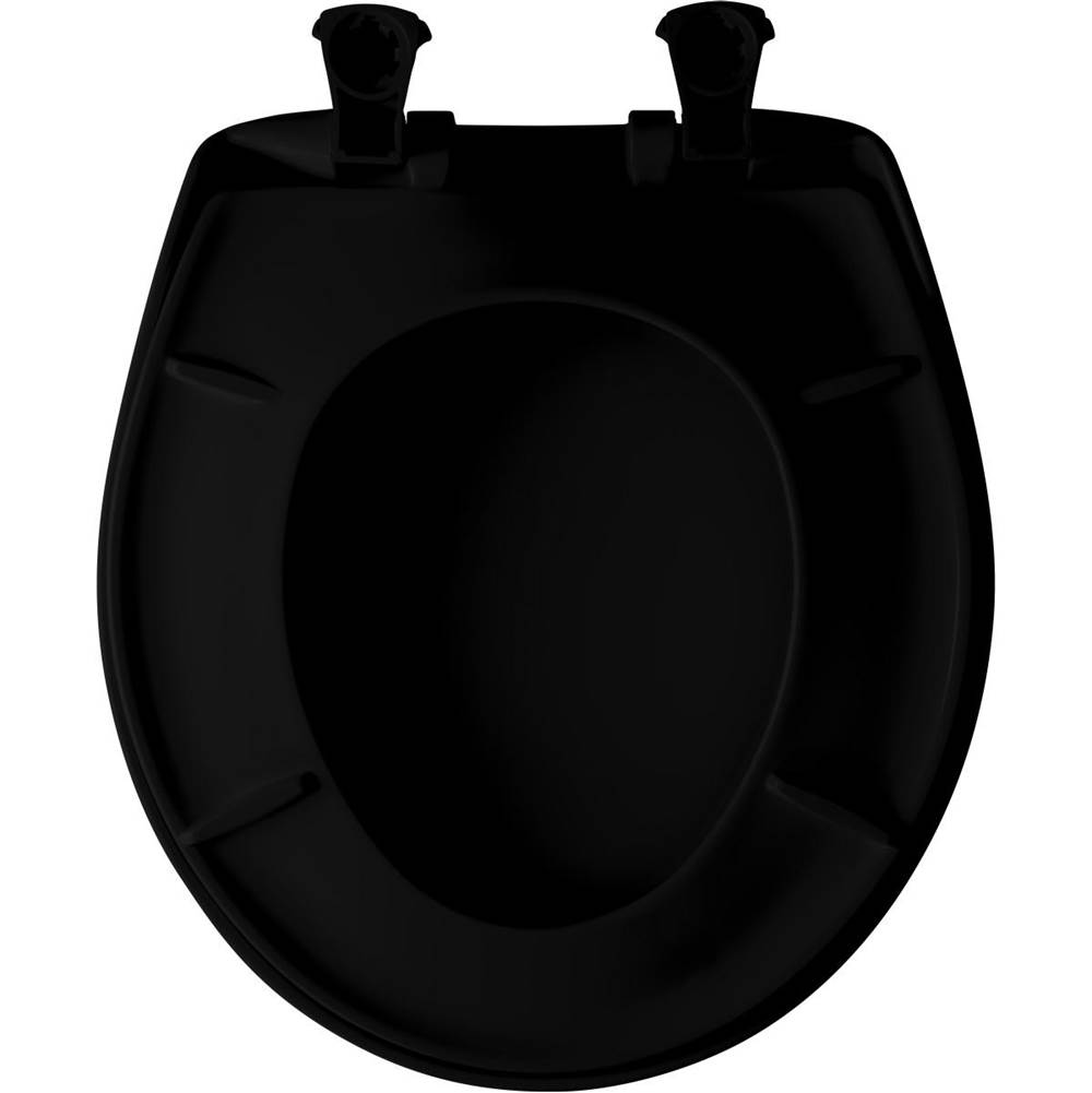 Bemis Bemis Round Plastic Toilet Seat in Black with Stay·Tite® Seat Fastening System, Easy Clean® and Whisper Close® Hinge - Image 3