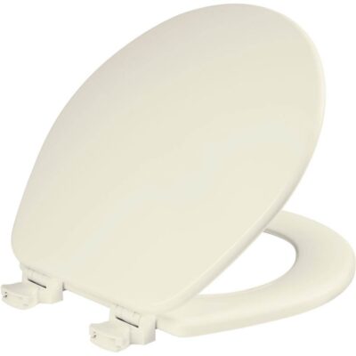 Bemis Church Round Enameled Wood Toilet Seat in Biscuit with Easy-Clean® Hinge