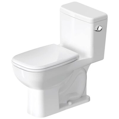 Duravit Duravit D-Code 1.28 GPF Single Flush Elongated ADA Compliant One Piece Toilet in White, Right Lever Flush - Seat Included