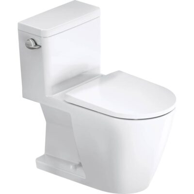 Duravit Duravit D-Neo 1.28 GPF Single Flush Rimless Elongated ADA Compliant One Piece Toilet in White, Left Lever Flush - Seat Sold Separately