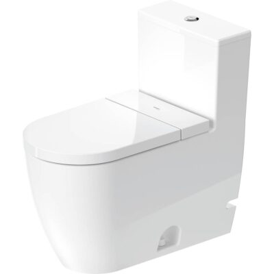 Duravit Duravit ME by Starck 1.32/0.92 GPF Dual Flush Rimless Elongated ADA Compliant One Piece Toilet in White with HygieneGlaze, Top Push Button Flush - Seat Sold Separately