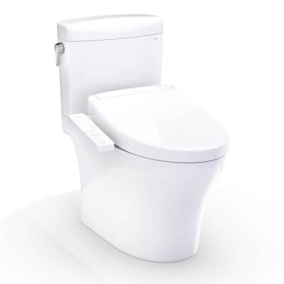 TOTO WASHLET®+ Aquia IV® Cube Two-Piece Elongated Dual Flush 1.28 and 0.9 GPF Toilet with S2 Bidet Seat, Cotton White