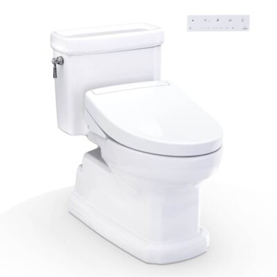 TOTO WASHLET®+ Eco Guinevere® Elongated 1.28 GPF Universal Height Toilet with S5 Bidet Seat, Cotton White