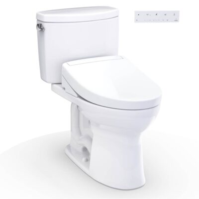 TOTO WASHLET+® Drake® II Two-Piece Elongated 1.28 GPF Toilet and WASHLET+® S5 Bidet Seat, Cotton White