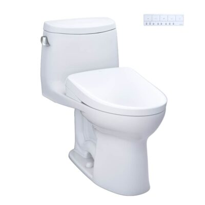TOTO WASHLET®+ UltraMax® II One-Piece Elongated 1.28 GPF Toilet and WASHLET®+ S7 Contemporary Bidet Seat, Cotton White