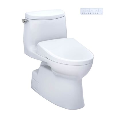 TOTO WASHLET®+ Carlyle® II 1G® One-Piece Elongated 1.0 GPF Toilet and WASHLET®+ S7A Contemporary Bidet Seat, Cotton White