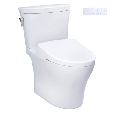 TOTO WASHLET®+ Aquia IV® Arc Two-Piece Elongated Dual Flush 1.28 and 0.9 GPF Toilet with Auto Flush S7A Contemporary Bidet Seat, Cotton White