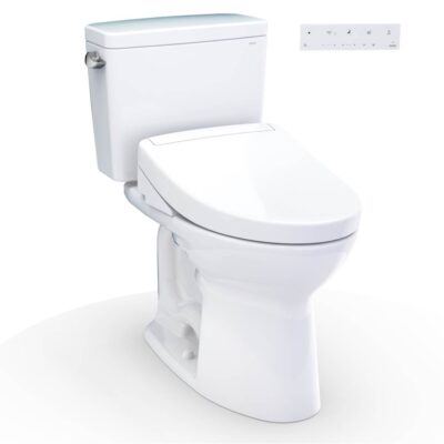 TOTO Drake® WASHLET®+ Two-Piece Elongated 1.28 GPF Universal Height TORNADO FLUSH® Toilet with S5 Bidet Seat, Cotton White