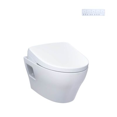 TOTO WASHLET®+ EP Wall-Hung Elongated Toilet with S7 Contemporary Bidet Seat and DuoFit® In-Wall 0.9 and 1.28 GPF Dual-Flush Tank System, Matte Silver