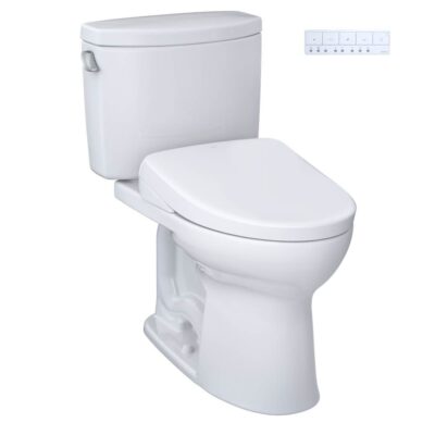 TOTO WASHLET®+ Drake® II Two-Piece Elongated 1.28 GPF Toilet and WASHLET®+ S7 Contemporary Bidet Seat, Cotton White