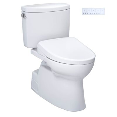 TOTO WASHLET®+ Vespin® II Two-Piece Elongated 1.28 GPF Toilet with Auto Flush WASHLET®+ S7 Contemporary Bidet Seat, Cotton White
