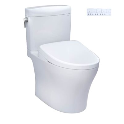 TOTO WASHLET®+ Aquia IV® Cube Two-Piece Elongated Dual Flush 1.28 and 0.9 GPF Toilet with S7 Contemporary Bidet Seat, Cotton White