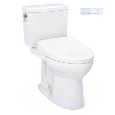TOTO WASHLET®+ Drake® II 1G® Two-Piece Elongated 1.0 GPF Toilet and WASHLET®+ S7A Contemporary Bidet Seat, Cotton White