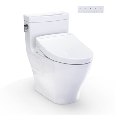 TOTO WASHLET+® Legato One-Piece Elongated 1.28 GPF Toilet and WASHLET S5 Bidet Seat, Cotton White