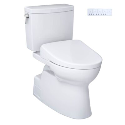 TOTO WASHLET®+ Vespin® II 1G® Two-Piece Elongated 1.0 GPF Toilet and WASHLET®+ S7A Contemporary Bidet Seat, Cotton White