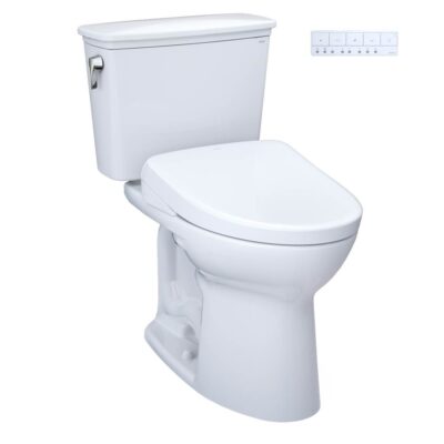 TOTO Drake® Transitional WASHLET®+ Two-Piece Elongated 1.28 GPF TORNADO FLUSH® Toilet and S7 Bidet Seat with Auto Flush, Cotton White