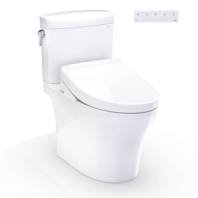 TOTO WASHLET®+ Aquia IV® Cube Two-Piece Elongated Dual Flush 1.28 and 0.9 GPF Toilet with S5 Bidet Seat, Cotton White