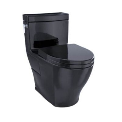 TOTO TOTO Aimes WASHLET+ One-Piece Elongated 1.28 GPF Universal Height Skirted Toilet, Ebony