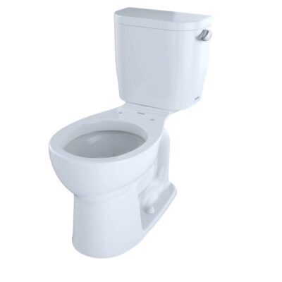 TOTO Entrada™ Two-Piece Round 1.28 GPF Universal Height Toilet with Right-Hand Trip Lever, Cotton White