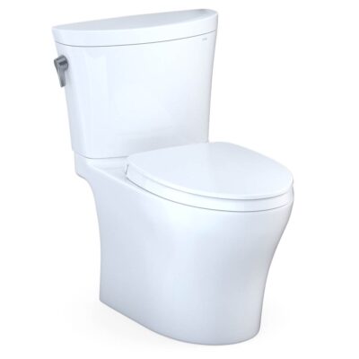 TOTO Aquia IV® Arc Two-Piece Elongated Dual Flush 1.28 and 0.9 GPF Universal Height Toilet with CEFIONTECT®, WASHLET®+ Ready, Cotton White