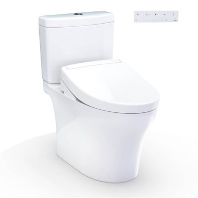 TOTO WASHLET+® Aquia IV Two-Piece Elongated Dual Flush 1.28 and 0.9 GPF Toilet and WASHLET S5 Bidet Seat, Cotton White