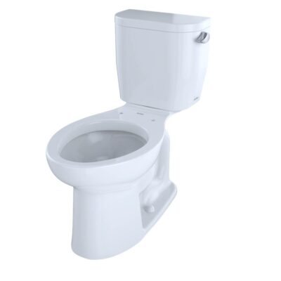 TOTO Entrada™ Two-Piece Elongated 1.28 GPF Universal Height Toilet with Right-Hand Trip Lever, Cotton White