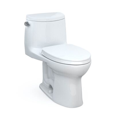 TOTO UltraMax® II One-Piece Elongated 1.28 GPF Universal Height Toilet with CEFIONTECT and SS124 SoftClose Seat, WASHLET+ Ready, Cotton White