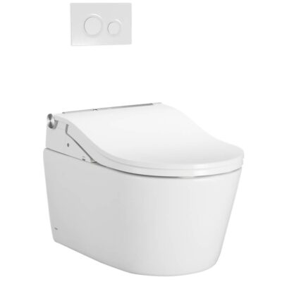 TOTO WASHLET®+ RP Wall-Hung D-Shape Toilet with RW Bidet Seat and DuoFit® In-Wall 1.28 and 0.9 GPF Auto Dual-Flush Tank System, Matte Silver