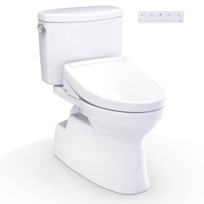 TOTO WASHLET+® Vespin® II Two-Piece Elongated 1.28 GPF Toilet and WASHLET+® S5 Bidet Seat, Cotton White