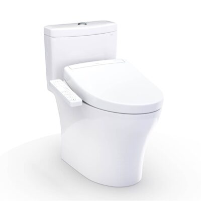 TOTO WASHLET®+ Aquia® IV One-Piece Elongated Dual Flush 1.28 and 0.9 GPF Toilet and WASHLET S2 Bidet Seat, Cotton White