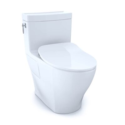 TOTO Aimes® One-Piece Elongated 1.28 GPF Toilet with CEFIONTECT® and SoftClose® Seat, WASHLET®+ Ready, Cotton White