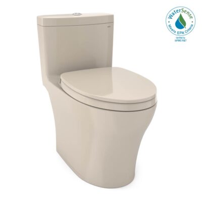 TOTO TOTO® Aquia® IV One-Piece Elongated Dual Flush 1.28 and 0.9 GPF Universal Height, WASHLET®+ Ready Toilet with CEFIONTECT®, Bone