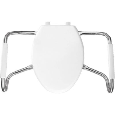 Bemis Bemis Elongated Medic-Aid® Plastic Toilet Seat in White with Stay·Tite® Commercial Fastening System, DuraGuard® and Stainless Steel Safety Side Arms