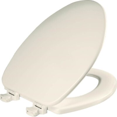 Bemis Church Elongated Enameled Wood Toilet Seat in Biscuit with Easy-Clean® Hinge