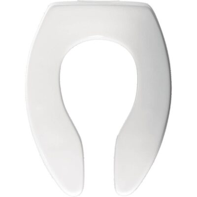 Bemis Bemis Elongated Open Front Less Cover Commercial Plastic Toilet Seat with Stay·Tite® Commercial Fastening System Check Hinge and DuraGuard® in White