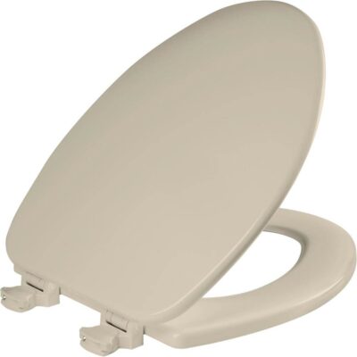 Bemis Church Elongated Enameled Wood Toilet Seat in Bone with Easy-Clean® Hinge