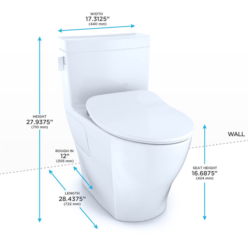 TOTO Legato® One-Piece Elongated 1.28 GPF Toilet with CEFIONTECT® and SoftClose® Seat, WASHLET®+ Ready, Cotton White - Image 3