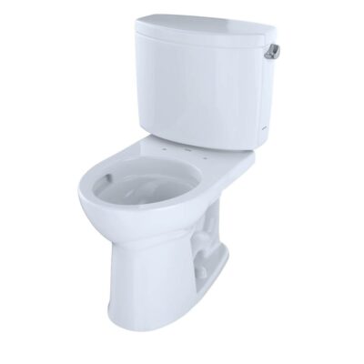 TOTO Drake® II Two-Piece Round 1.28 GPF Universal Height Toilet with CEFIONTECT and Right-Hand Trip Lever, Cotton White